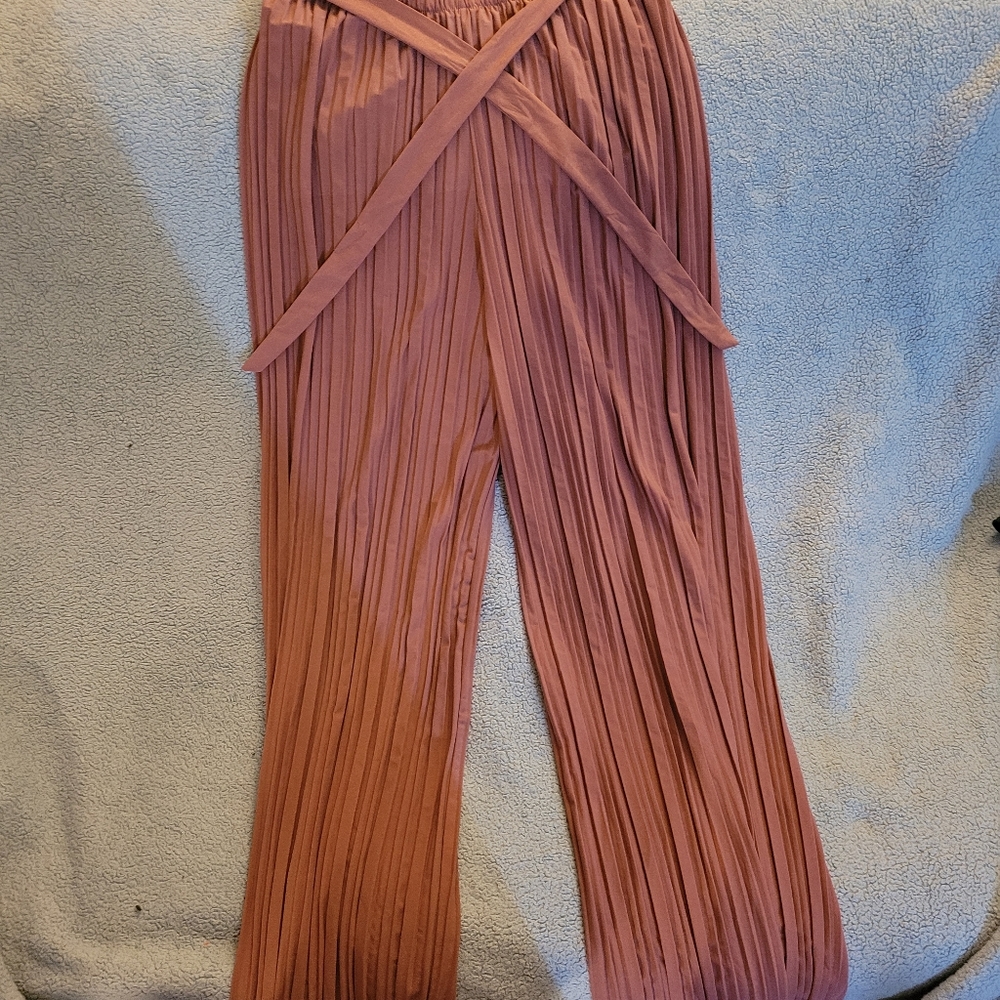 Pink Soft Pleated High Waisted Pants